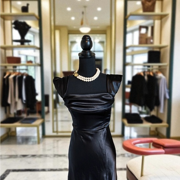 Birdy Grey Dresses & Skirts - NWT Birdy Grey Classic Shiny Satin Black Mia Dress. Glamorous and Chic. Size S.